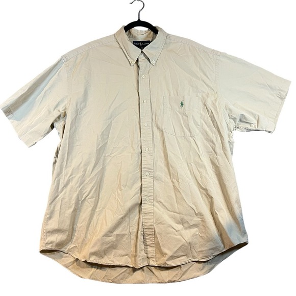 Polo Ralph Lauren's Blake Men's Size XXL Beige Button Up Shirt 100% Cotton S/S - Picture 1 of 8